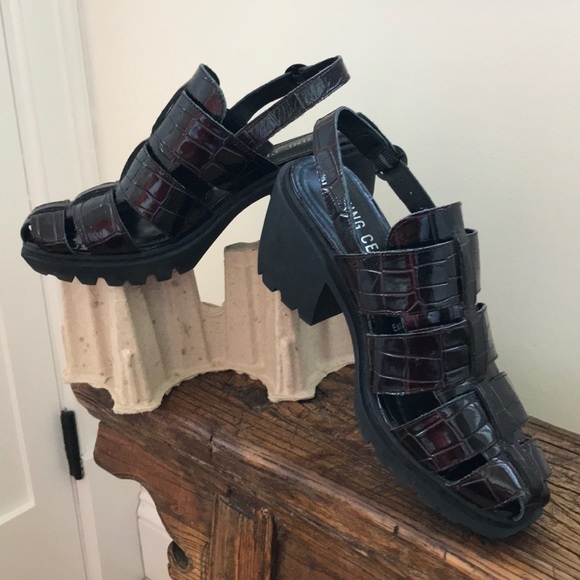 Opening Ceremony Shoes - Opening Ceremony Fisherman’s Sandals Lug Sole Deep Wine Patent Leather